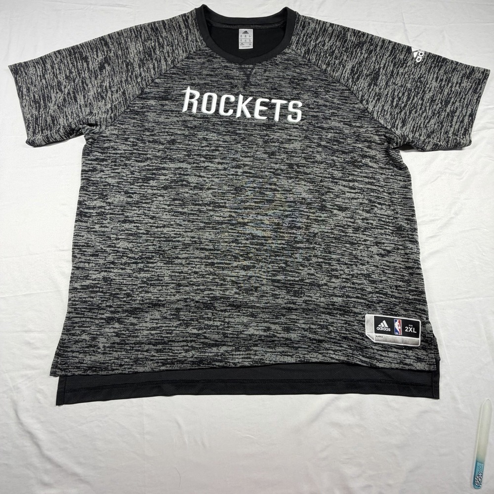 Adidas NBA Houston Rockets Shirt Mens Gray Space Dye Jersey Style T-shirt 2XL